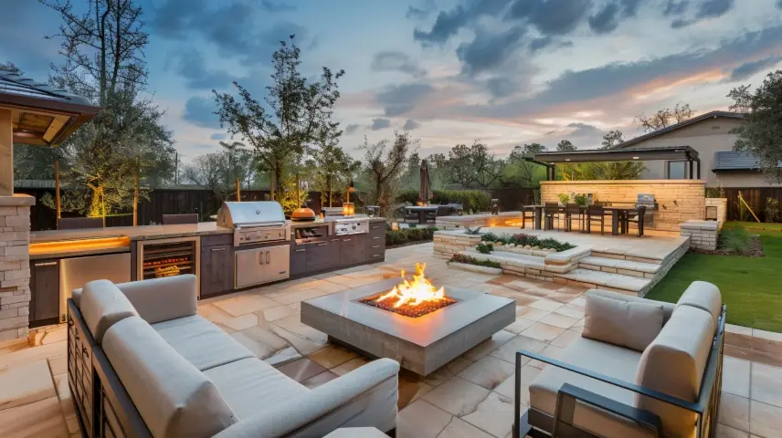 Outdoor kitchen living area